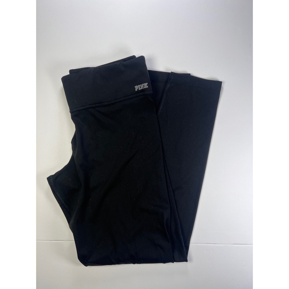 PINK Victoria's Secret Leggings Womens Large Black Ultimate High Rise Logo